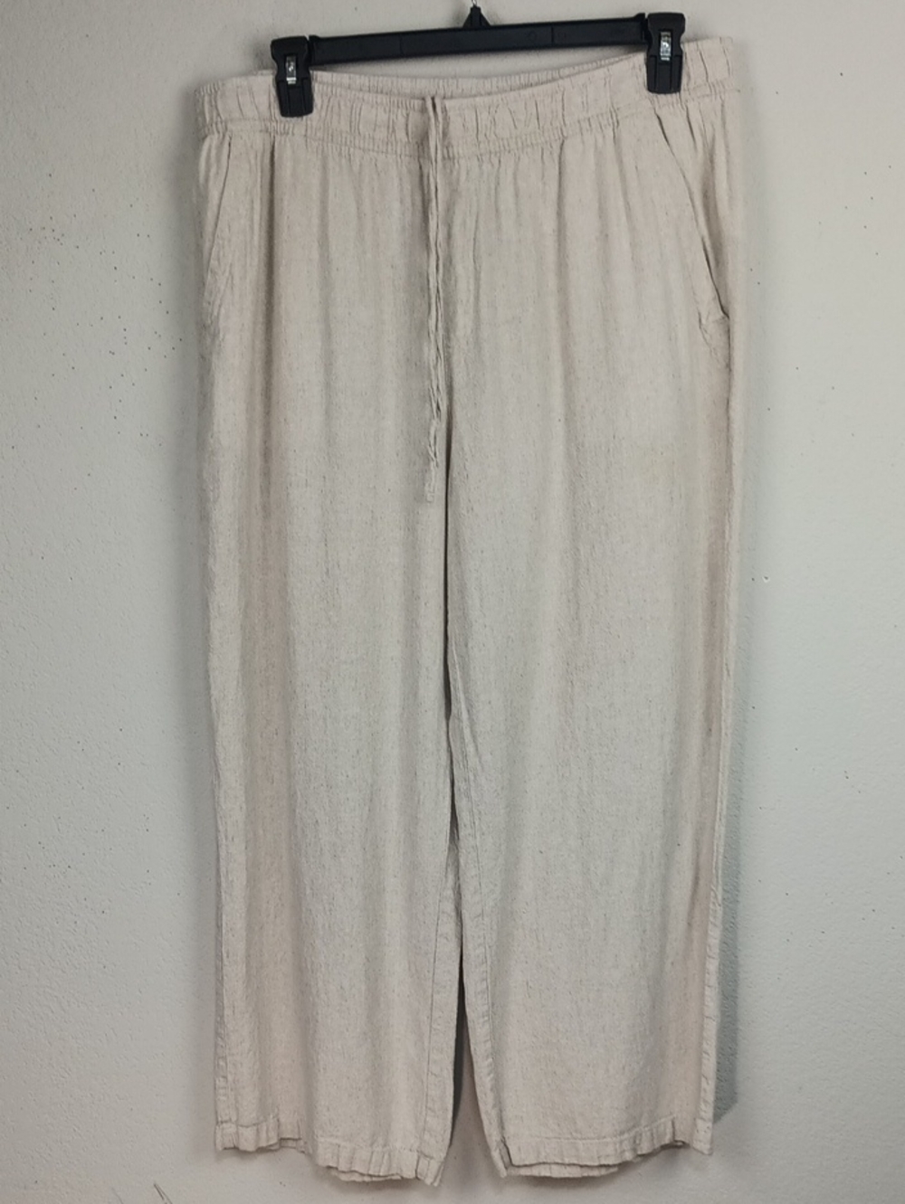 Old Navy Women High Rise Wide Leg Linen Blend Pull On Pants in Light Beige XL